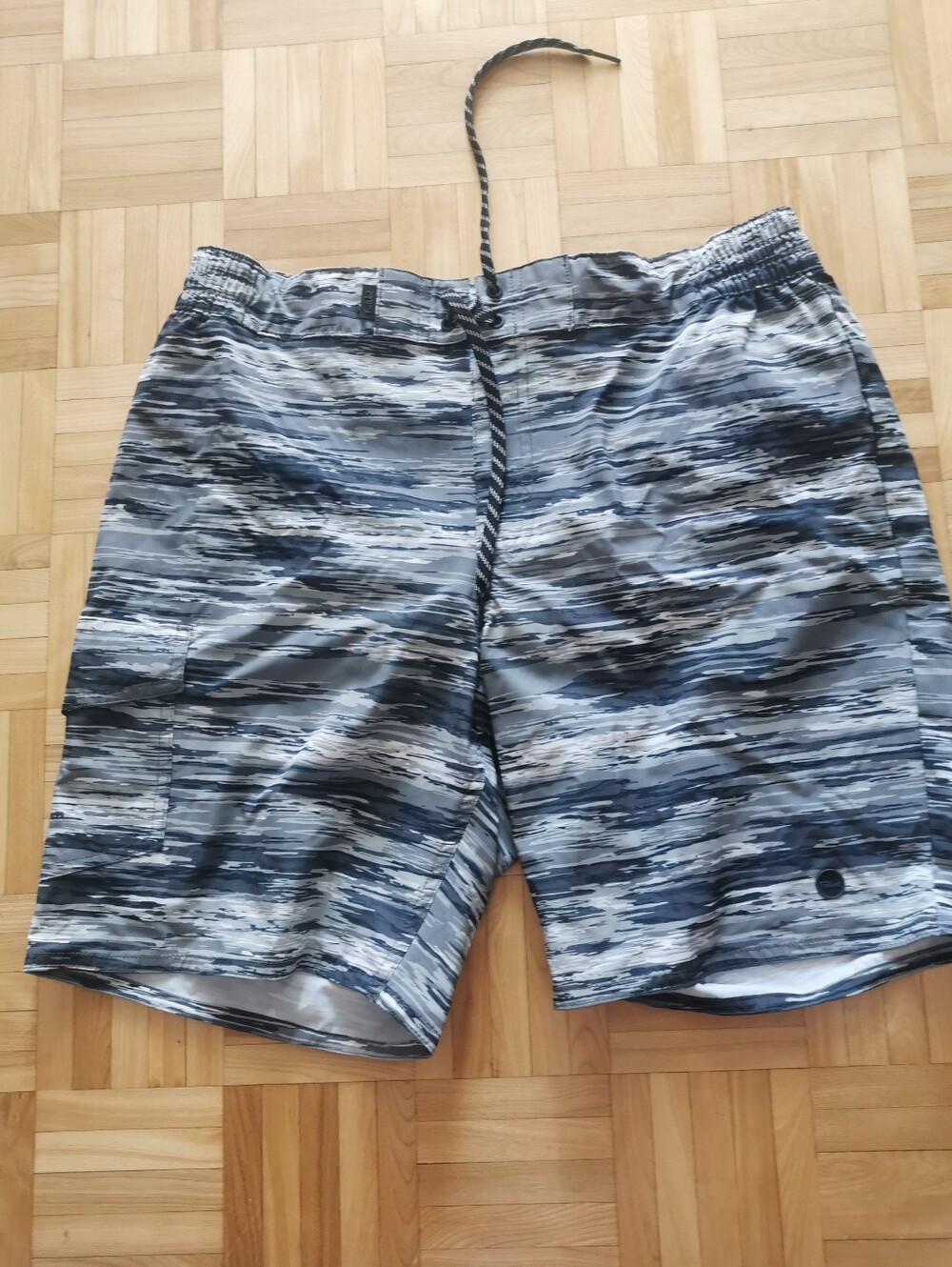 Men's Grey Striped Swim Shorts